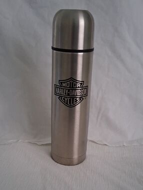 Harley-Davidson Silver and Black Stainless Steel Bottle